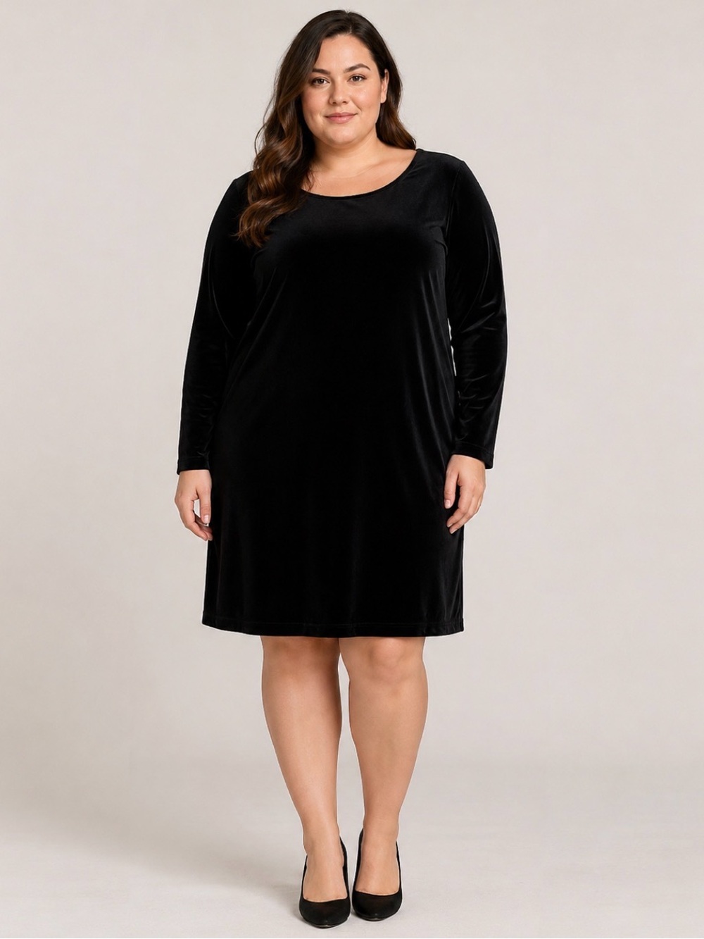 Susan Graver Style Elegant Black Velour Dress Women’s Size 2XL Whimsygoth *READ